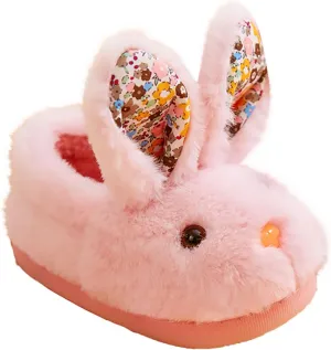 1-11.5 Years Girls Slippers Bunny Shape Flat Bottom Soft Warm Solid Lightweight Anti Slip Sock Slipper House Shoes