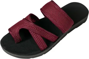 2024 Women's Hollow Mesh Slide Sandals - Dressy Summer Flats Comfortable Orthopedic Arch Support Slip On Mesh Sandals
