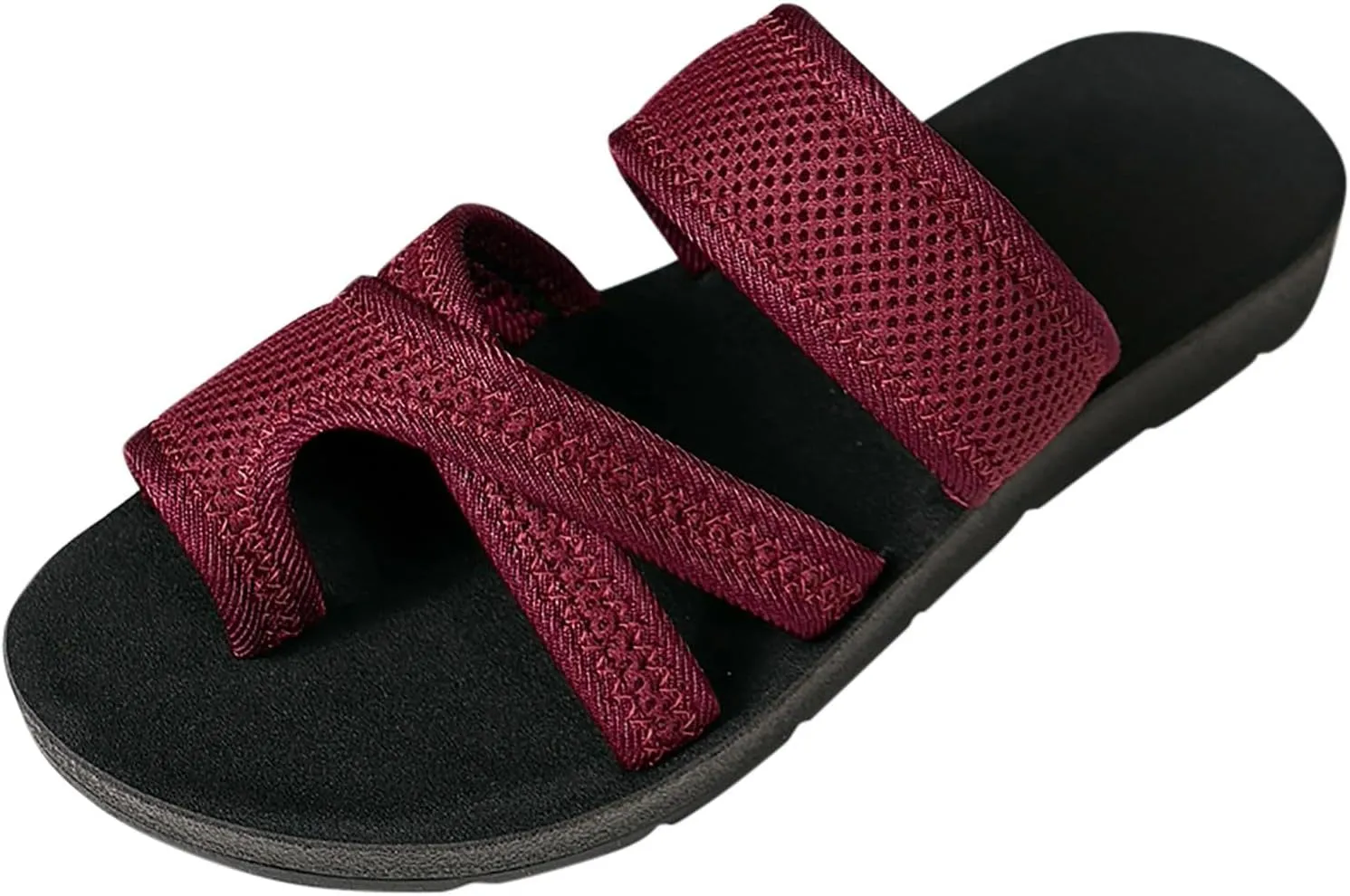 2024 Women's Hollow Mesh Slide Sandals - Dressy Summer Flats Comfortable Orthopedic Arch Support Slip On Mesh Sandals