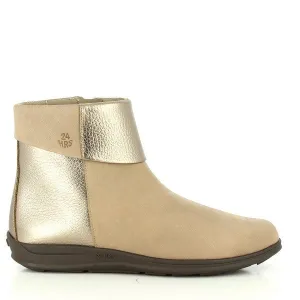 24 Hrs 22963 Taupe & Gold Ankle Boots