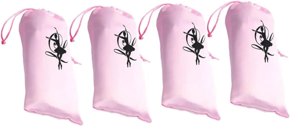 4pcs Satin Ballet Shoe Storage Bags Soft Drawstring Dance Shoe Pouches for Girls Convenient Organization for Practice Travel for Dance Studios and Schools
