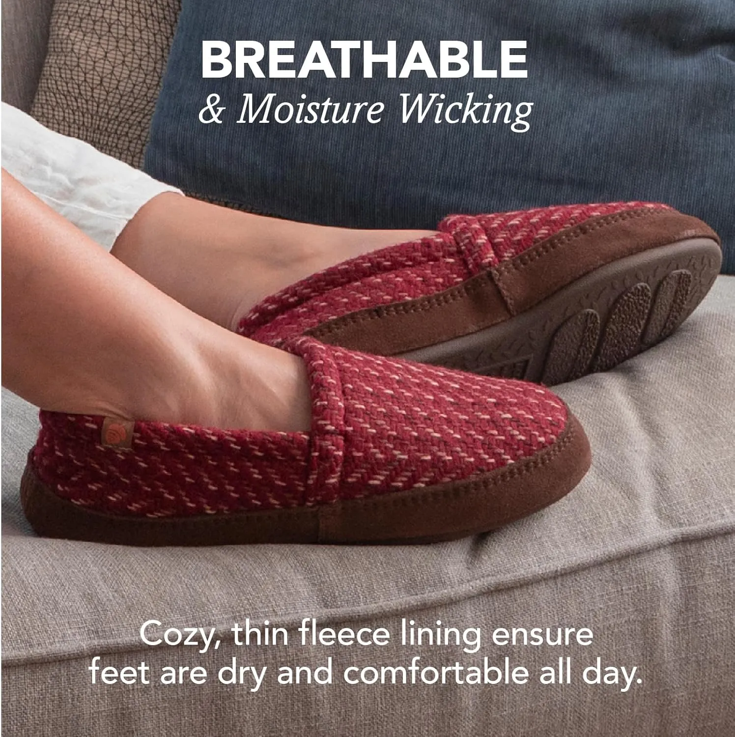 Acorn Women??s Moc Slippers with Comfortable Cloud-Like Feel, Soft and Cozy Uppers and Non-Slip Sole