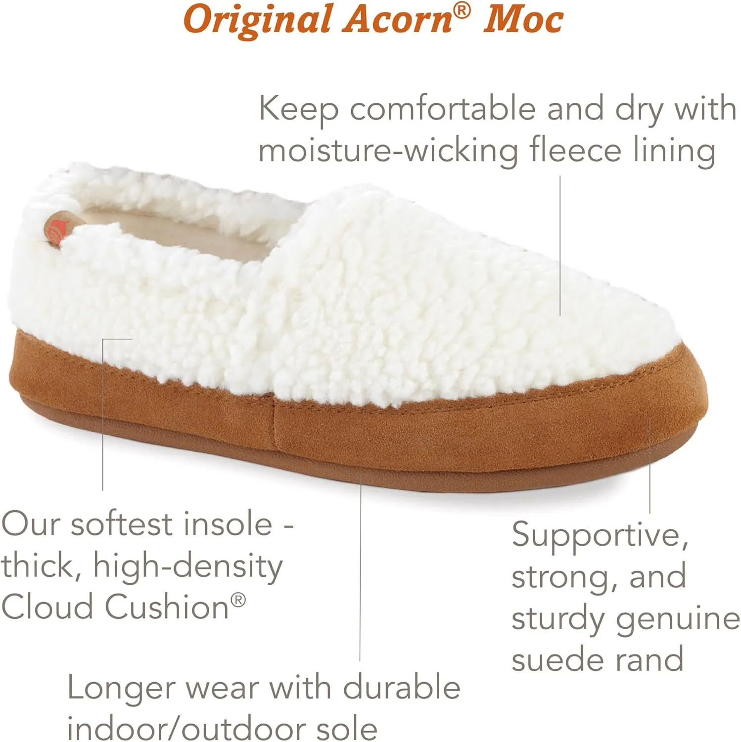 Acorn Women??s Moc Slippers with Comfortable Cloud-Like Feel, Soft and Cozy Uppers and Non-Slip Sole