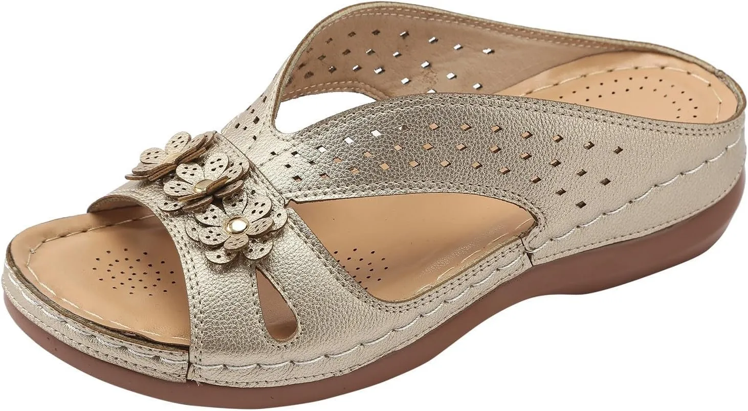 AMDBEL Orthopedic Sandals for Women,Sandals for Women Dressy Summer Wide Width Arch Support Slides Sandals Casual Beach Shoes