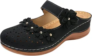 AMDBEL Sandals Women Comfortable Dressy, Orthopedic Sandals for Women, Mules for Women Wedge Sandals Comfortable Dressy Summer Closed Toe Mules Casual Slip On Shoes with Adjustable Hook Loop
