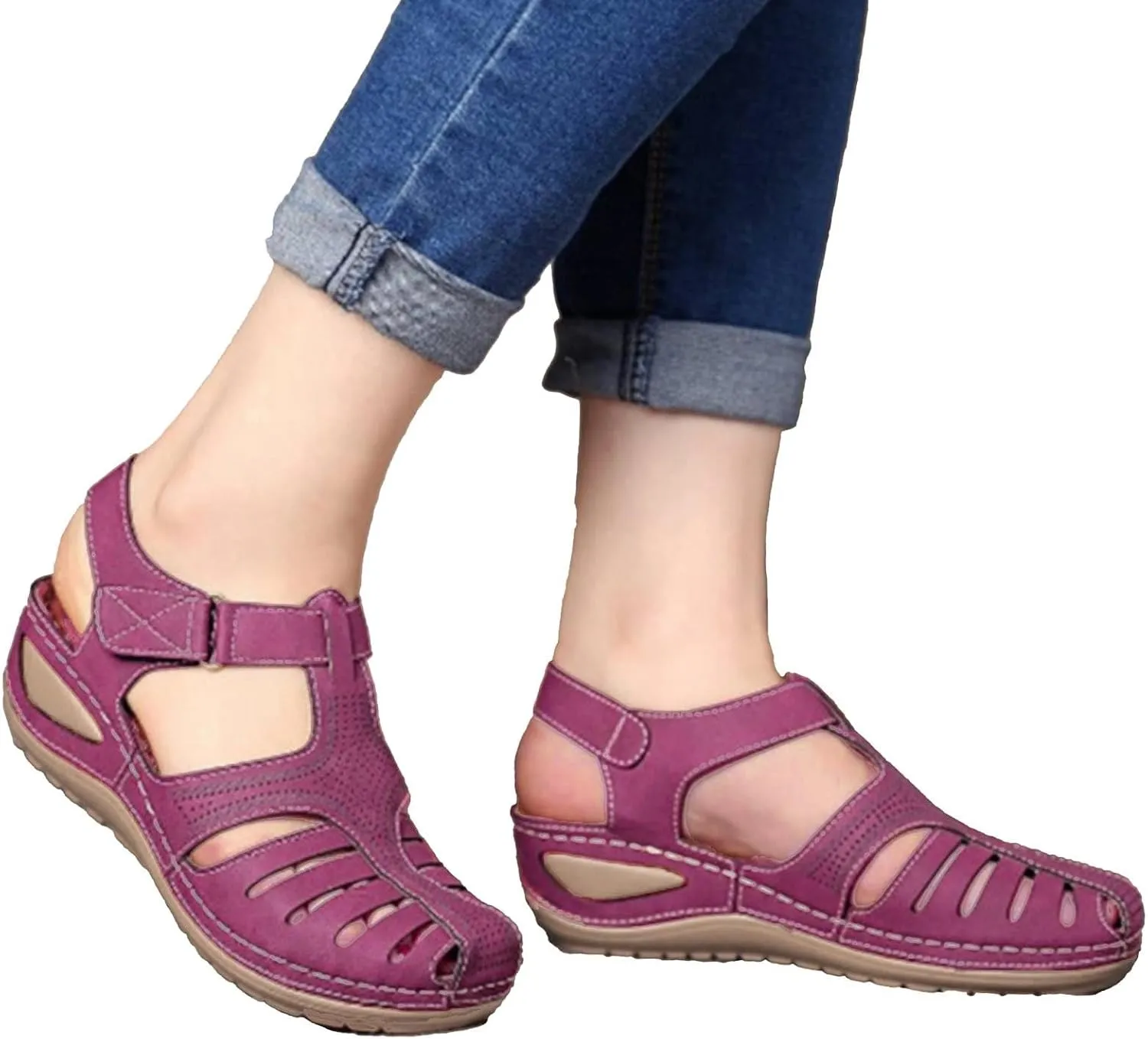 AMDBEL Summer Sandals for Women 2024, Sandals Women Wedge Orthopedic Platform Summer Sandals Trendy Comfortable Flip Flops
