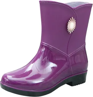 AMDBEL Women Rain Boots Size 11, Short rain Boots for Women and Waterproof Garden ShoesAnti-Slipping White Chelsea Rainboots for Ladies with Comfortable Insoles