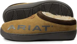 ARIAT Men's Indoor & Outdoor Suede Hooded Clog Slippers Logo