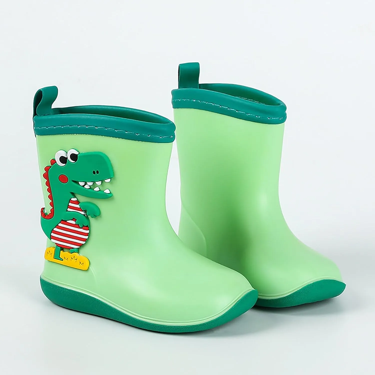 Baby Kids Easy On Rain Boots For Toddler Little Kid Dinosaur Print Rainboots Waterproof Non Slip Boys Rubber Boots
