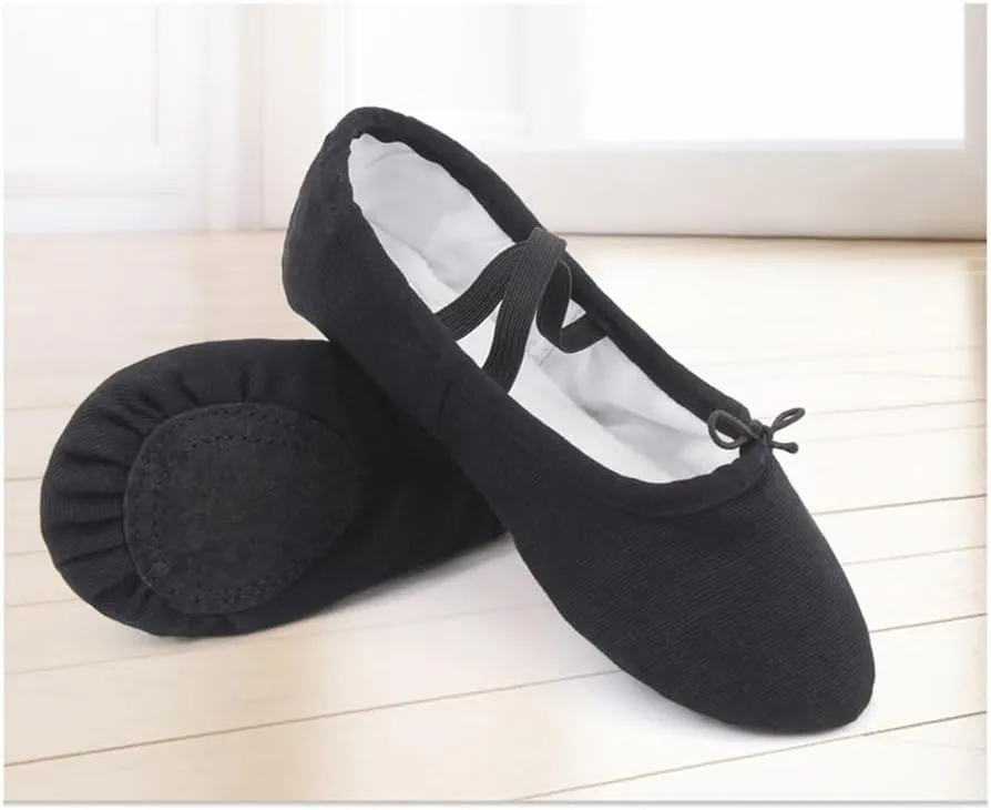 Ballet Shoes Canvas for Girls Dance Slippers Split Sole Gymnastics Yoga Dancing Shoes for Kids Ballerina(Black,31)