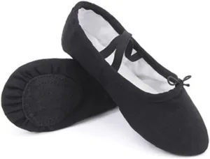 Ballet Shoes Canvas for Girls Dance Slippers Split Sole Gymnastics Yoga Dancing Shoes for Kids Ballerina(Black,31)