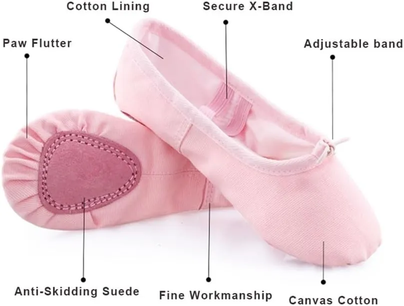 Ballet Shoes Canvas for Girls Dance Slippers Split Sole Gymnastics Yoga Dancing Shoes for Kids Ballerina(Black,31)