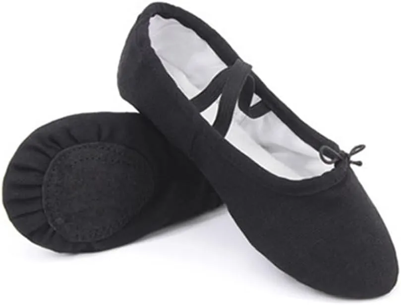 Ballet Shoes Canvas for Girls Dance Slippers Split Sole Gymnastics Yoga Dancing Shoes for Kids Ballerina(Black,31)