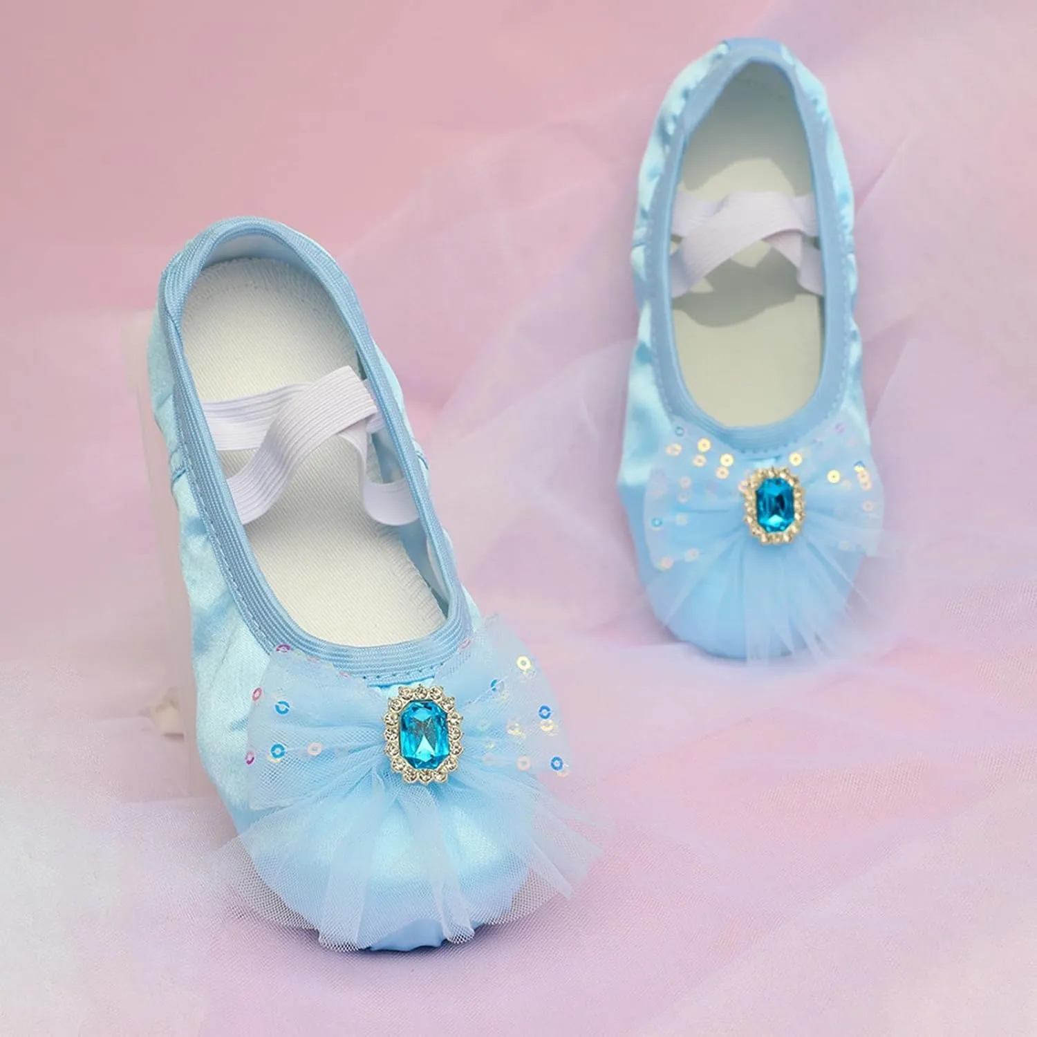 Ballet Shoes for Girls Elegant Floral Lace Dance Slippers Toddler Kids Indoor Yoga Dancing Practice Performance Shoes