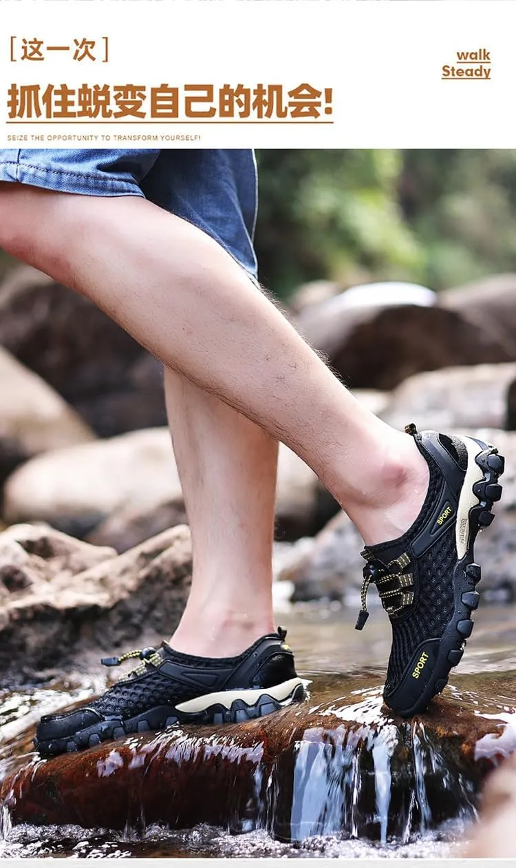 BaronHong Summer Men Casual Sneakers Breathable Mesh Shoes Mens Non-Slip Outdoor Hiking Shoes Mens Climbing Trekking Shoes