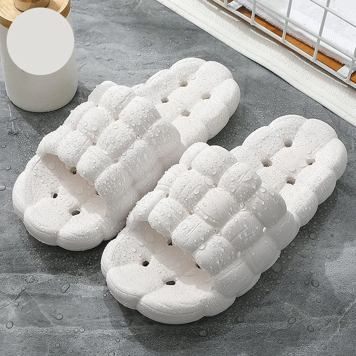 Bath Slippers Non Slip Indoor Home Bedroom Pool Slides Non Slip Summer Bathroom Indoor House Slippers with Drain Holes