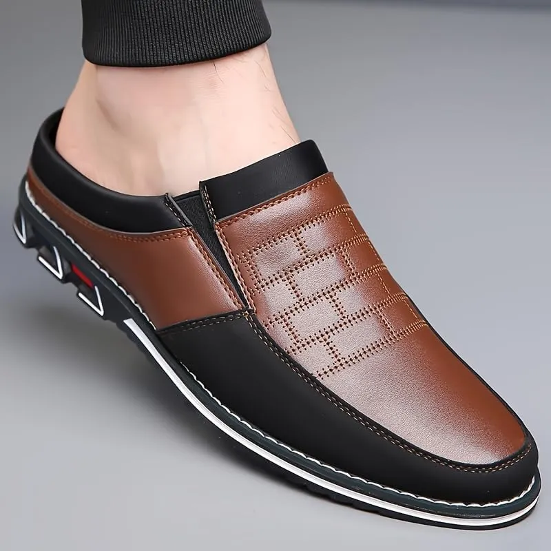 BIGSIZE Men's Stylish Slip-On Loafers - Two Tone Brown & Black Design, Comfortable Casual Shoes for Office & Casual Attire, Durable Rubber Sole, All-Season Versatility, Office Shoes