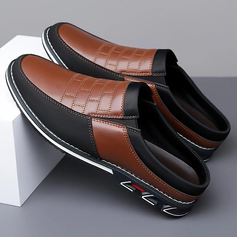 BIGSIZE Men's Stylish Slip-On Loafers - Two Tone Brown & Black Design, Comfortable Casual Shoes for Office & Casual Attire, Durable Rubber Sole, All-Season Versatility, Office Shoes
