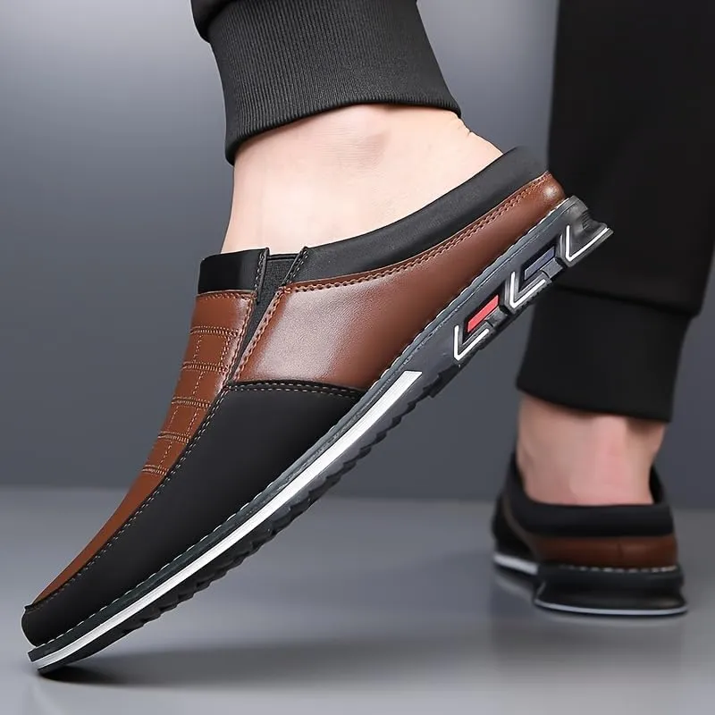 BIGSIZE Men's Stylish Slip-On Loafers - Two Tone Brown & Black Design, Comfortable Casual Shoes for Office & Casual Attire, Durable Rubber Sole, All-Season Versatility, Office Shoes