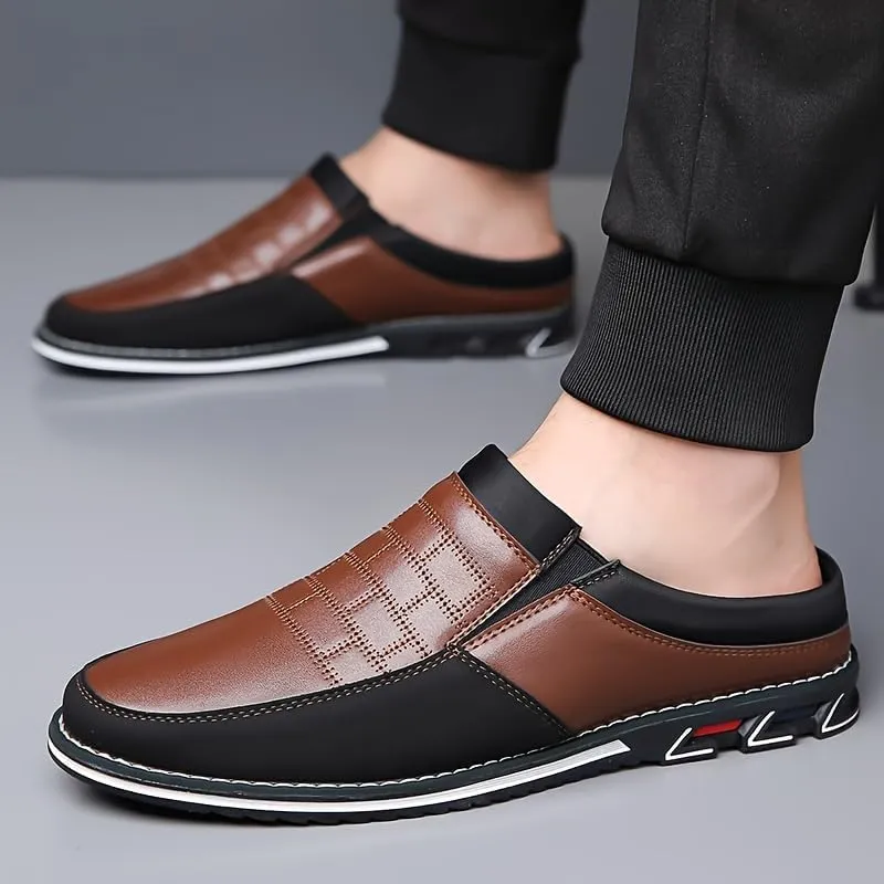 BIGSIZE Men's Stylish Slip-On Loafers - Two Tone Brown & Black Design, Comfortable Casual Shoes for Office & Casual Attire, Durable Rubber Sole, All-Season Versatility, Office Shoes