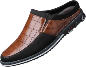 BIGSIZE Men's Stylish Slip-On Loafers - Two Tone Brown & Black Design, Comfortable Casual Shoes for Office & Casual Attire, Durable Rubber Sole, All-Season Versatility, Office Shoes
