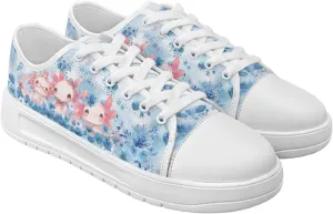 Blue Rose Women's Fashion Canvas Sneakers Tennis Shoes Low Top Walking Shoes with Thick White Sole US 5.5-13.5