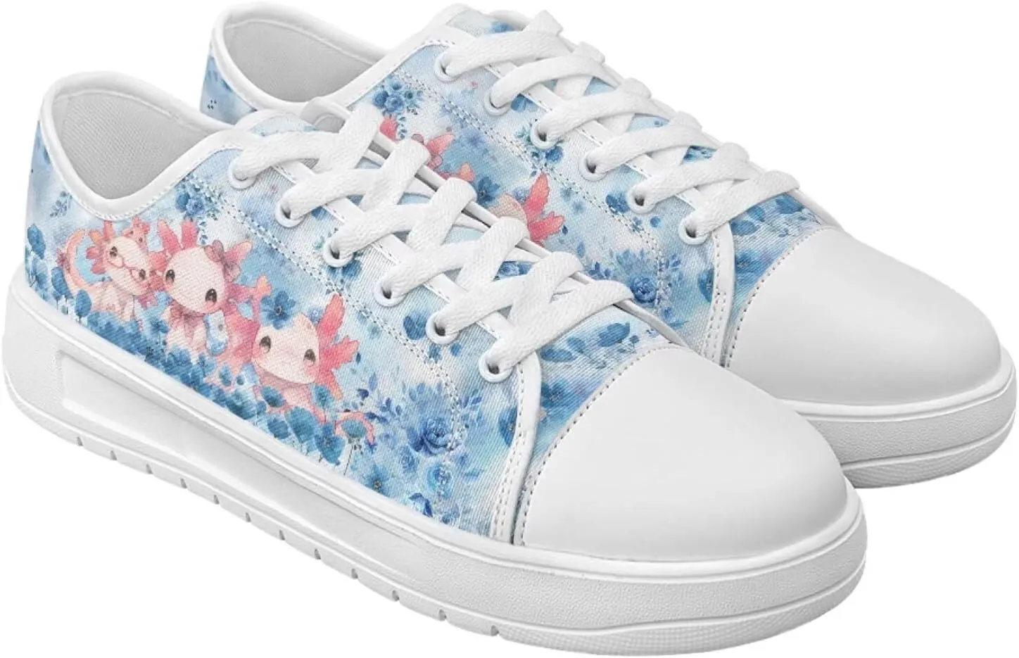 Blue Rose Women's Fashion Canvas Sneakers Tennis Shoes Low Top Walking Shoes with Thick White Sole US 5.5-13.5