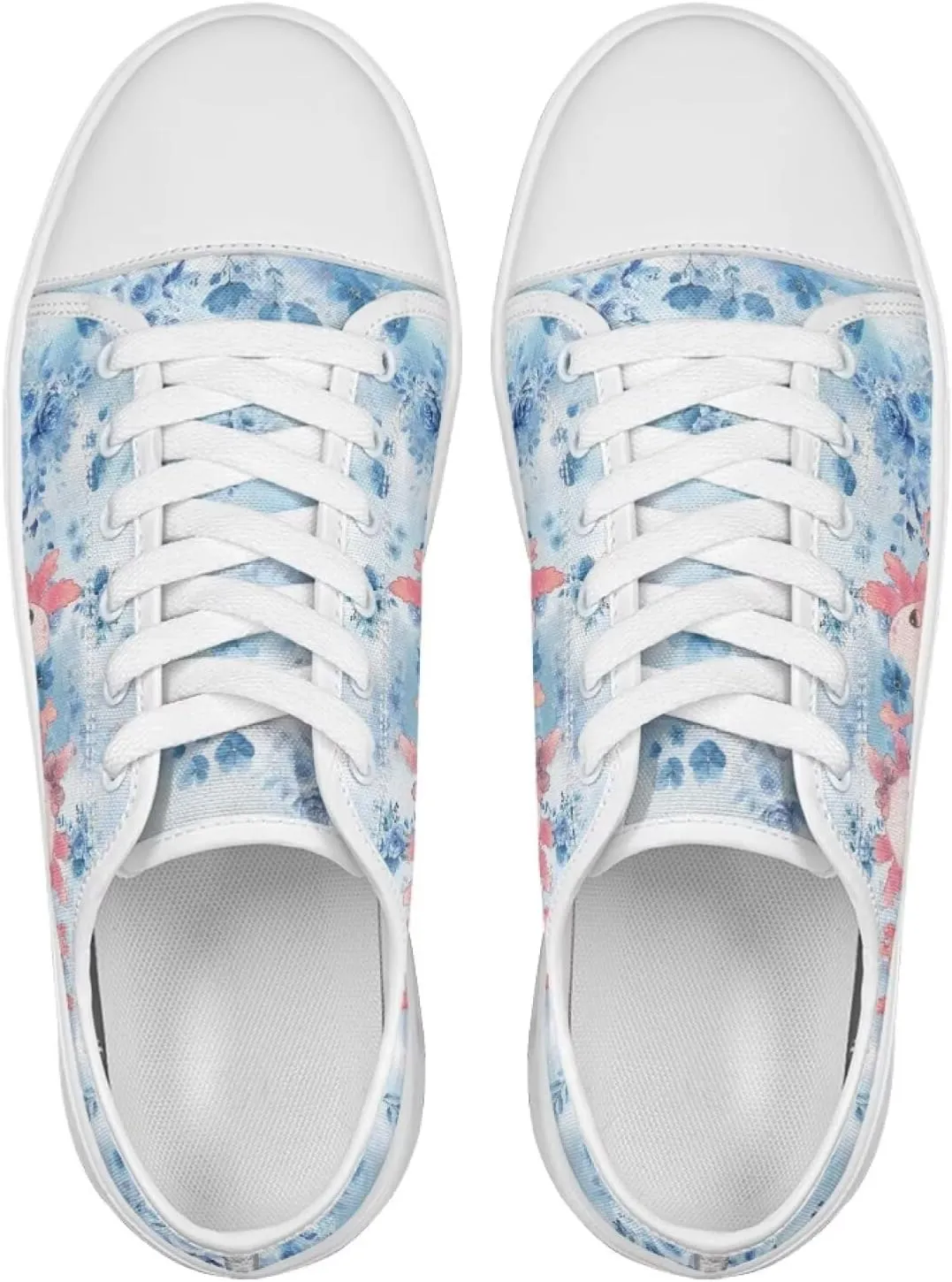 Blue Rose Women's Fashion Canvas Sneakers Tennis Shoes Low Top Walking Shoes with Thick White Sole US 5.5-13.5