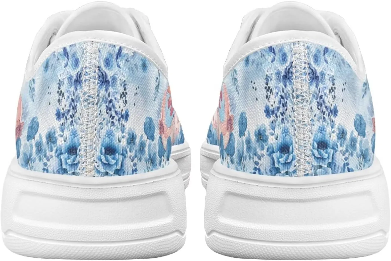 Blue Rose Women's Fashion Canvas Sneakers Tennis Shoes Low Top Walking Shoes with Thick White Sole US 5.5-13.5