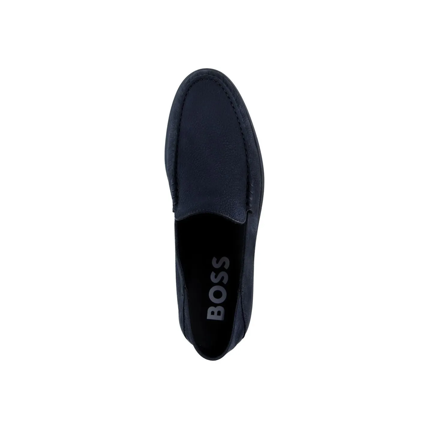 BOSS NUBUCK MOCCASINS WITH EMBOSSED LOGO AND APRON TOE
