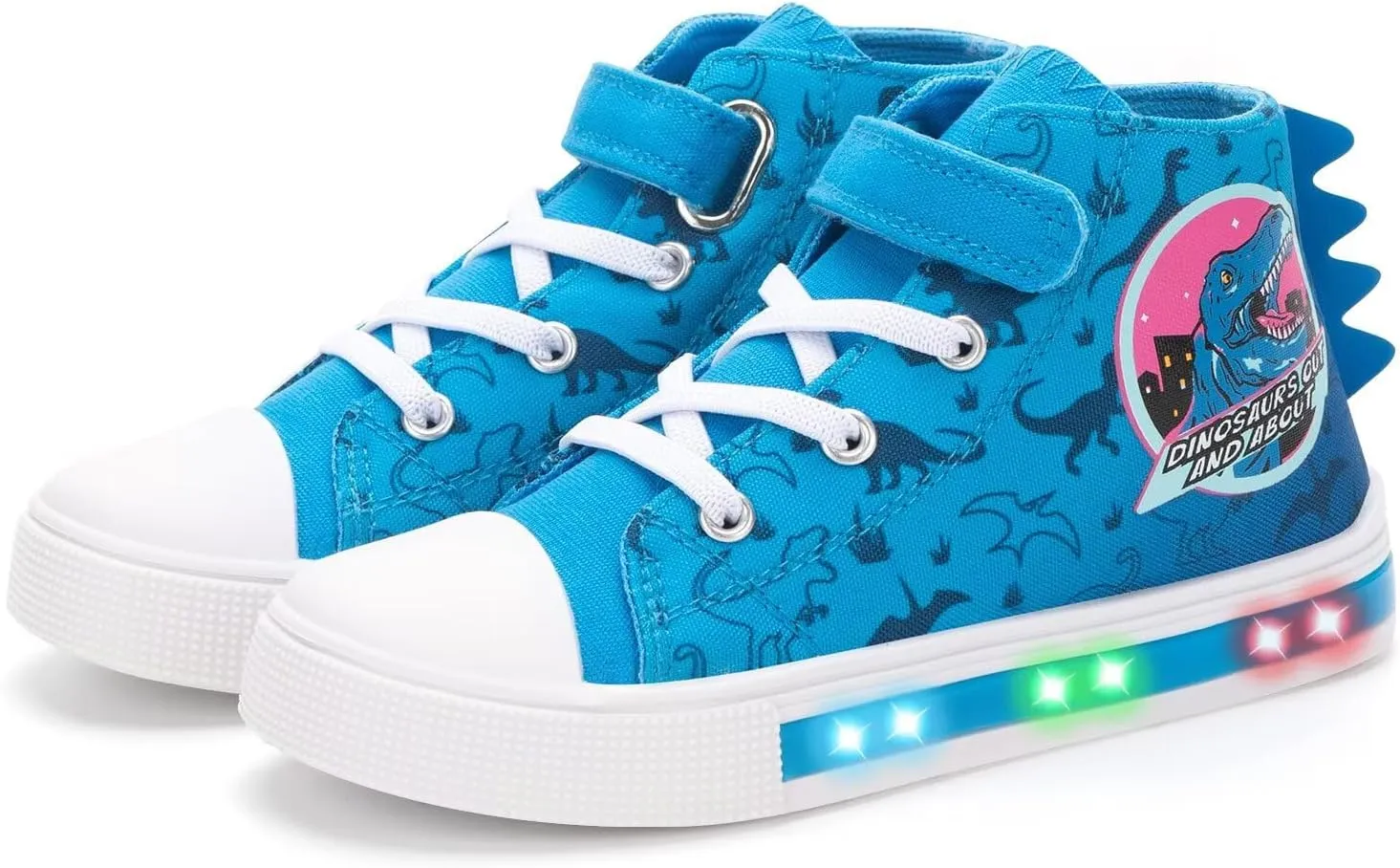 Boys Girls Light up Sneakers Kids High Top Flashing Canvas Shoes Toddler Casual Easy Fasten Walking Sneaker