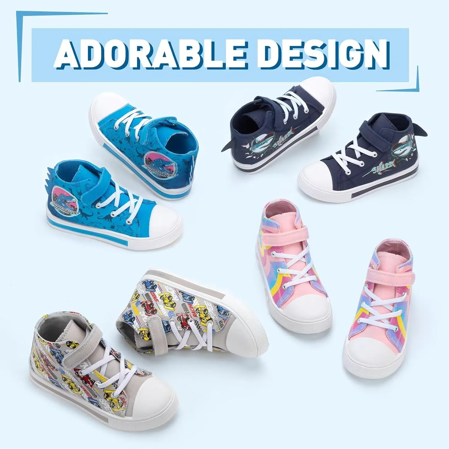 Boys Girls Light up Sneakers Kids High Top Flashing Canvas Shoes Toddler Casual Easy Fasten Walking Sneaker