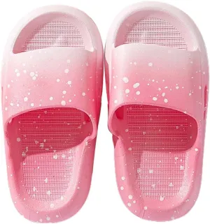 Boys Girls Shower Slides Open Toe Soft Sole Anti-Slip Snowflake Gradient House Shoes 2025 Summer Trendy Slippers