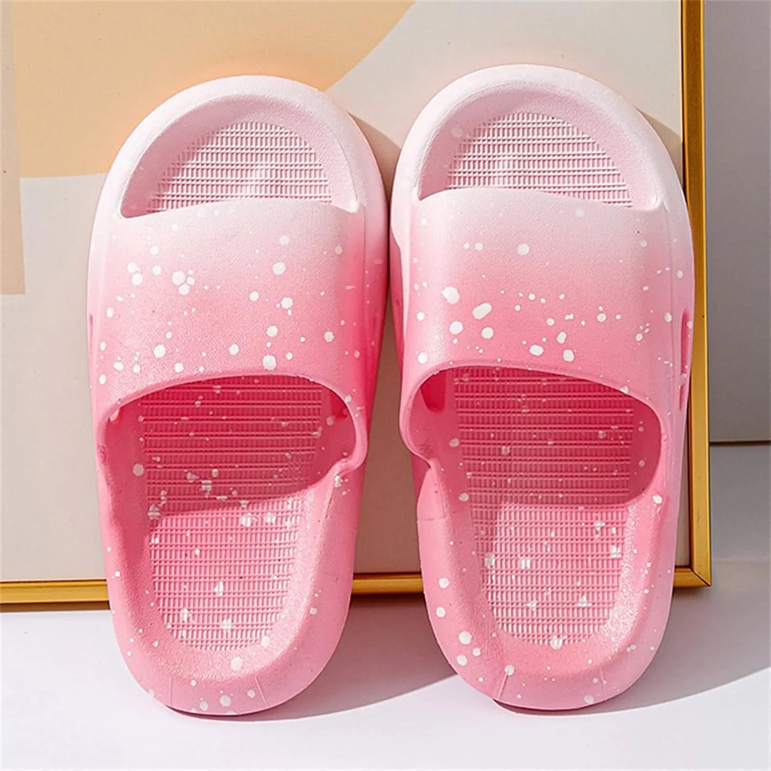 Boys Girls Shower Slides Open Toe Soft Sole Anti-Slip Snowflake Gradient House Shoes 2025 Summer Trendy Slippers