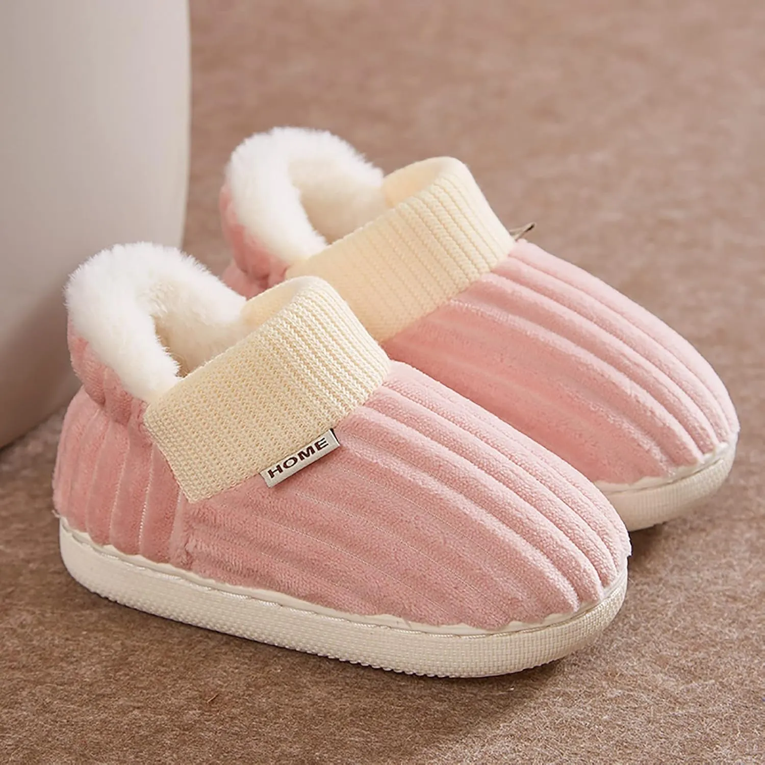 Boy's Girl's Winter House Slippers Kids Indoor Outdoor Warm Plush Cotton Slippers Boots Anti-Slip Bedroom Shoes