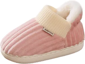 Boy's Girl's Winter House Slippers Kids Indoor Outdoor Warm Plush Cotton Slippers Boots Anti-Slip Bedroom Shoes