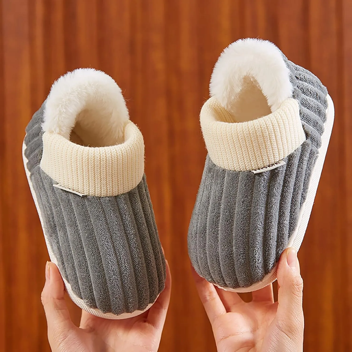 Boy's Girl's Winter House Slippers Kids Indoor Outdoor Warm Plush Cotton Slippers Boots Anti-Slip Bedroom Shoes