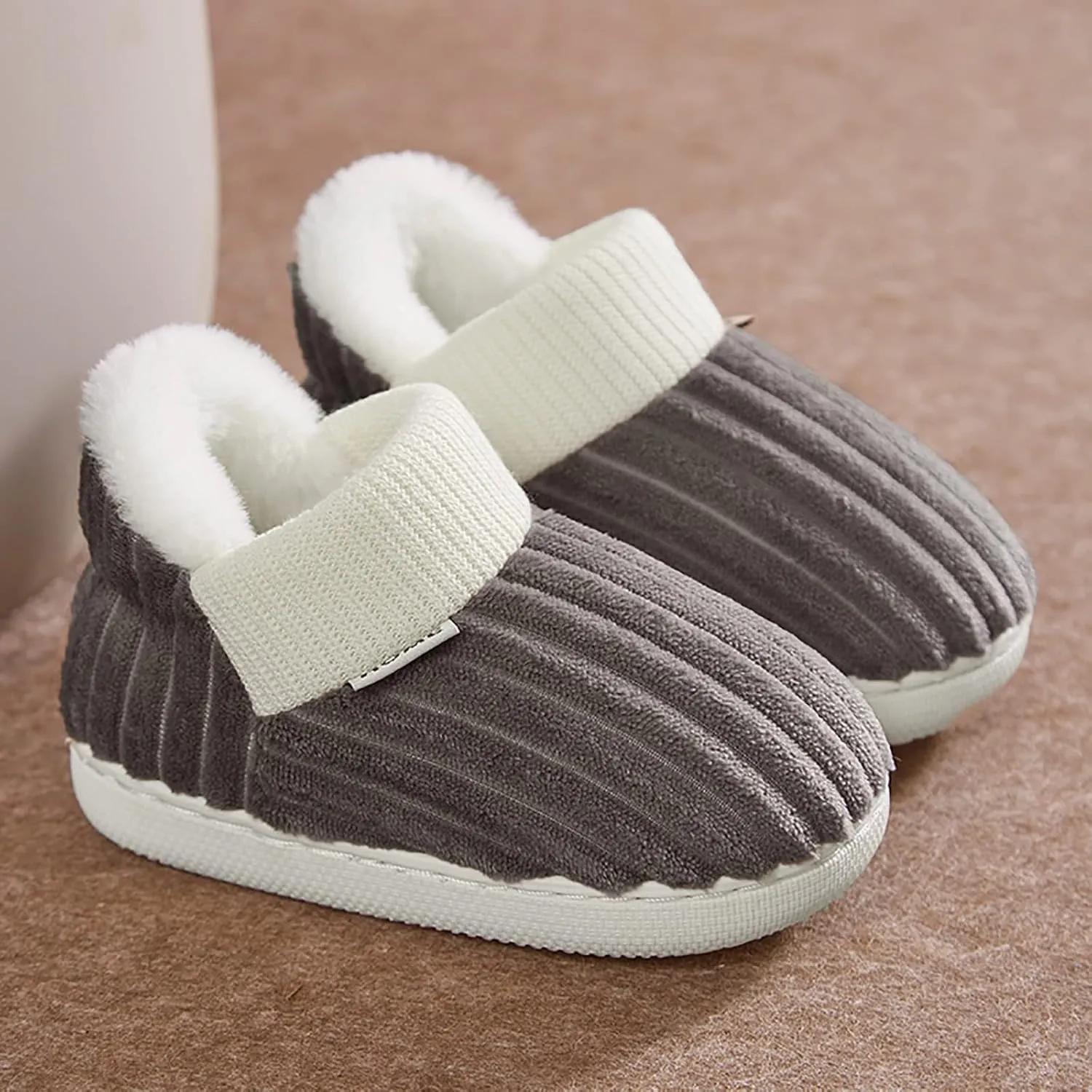Boy's Girl's Winter House Slippers Kids Indoor Outdoor Warm Plush Cotton Slippers Boots Anti-Slip Bedroom Shoes