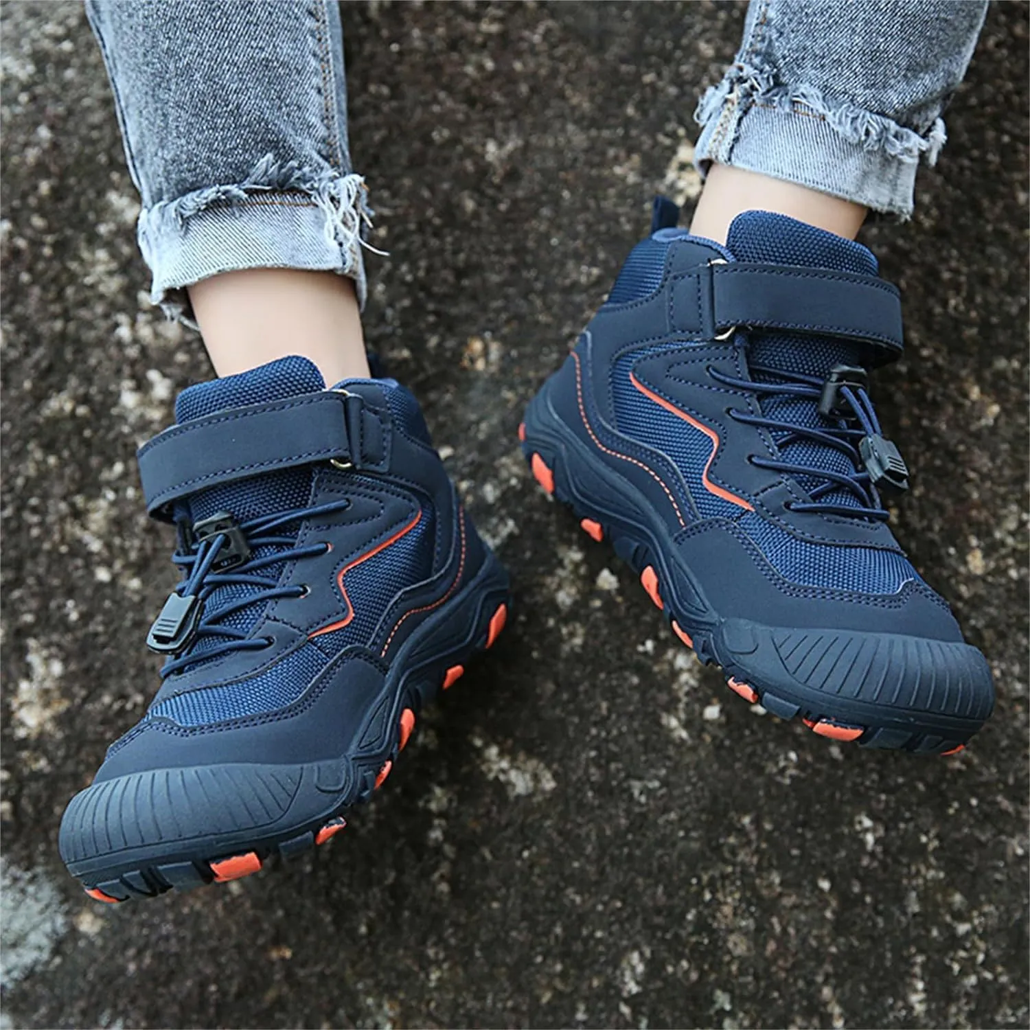 Boys Hiking Boots Outdoor High Top Boys Girls Outdoor Walking Climbing Sneaker Comfortable Adventure Trekking Shoes