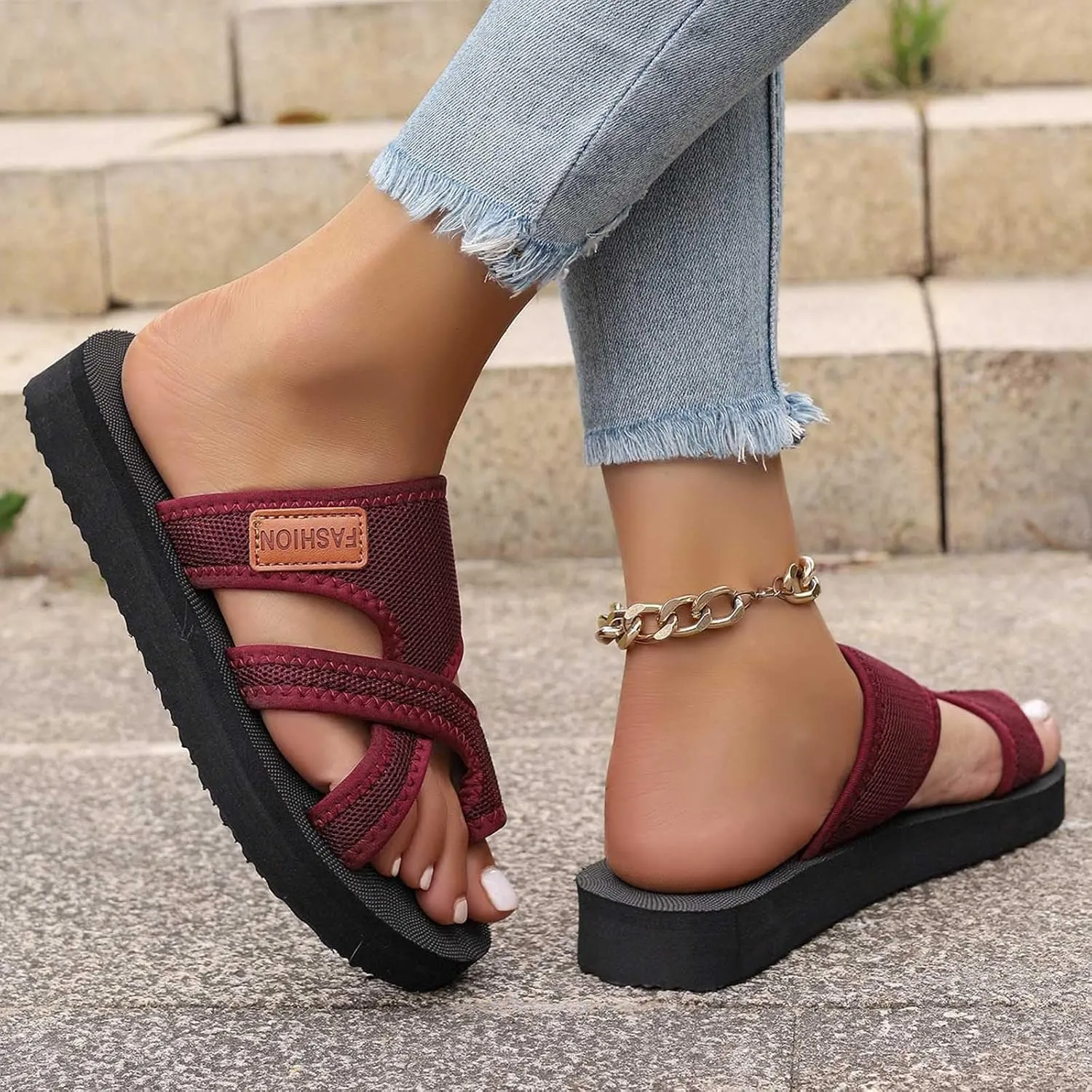 Breathable Mesh Slide Sandals for Women, Women's Hollow Mesh Slide Sandals Orthopedic Shoes Summer Beach Slides