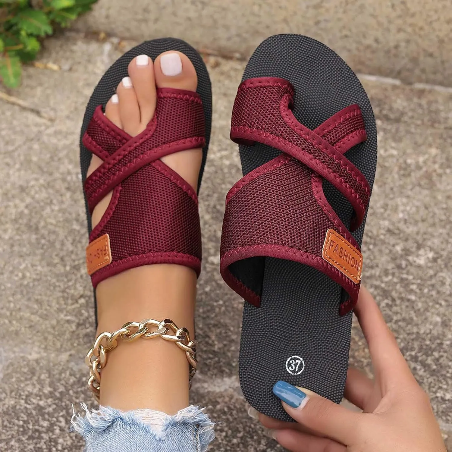 Breathable Mesh Slide Sandals for Women, Women's Hollow Mesh Slide Sandals Orthopedic Shoes Summer Beach Slides