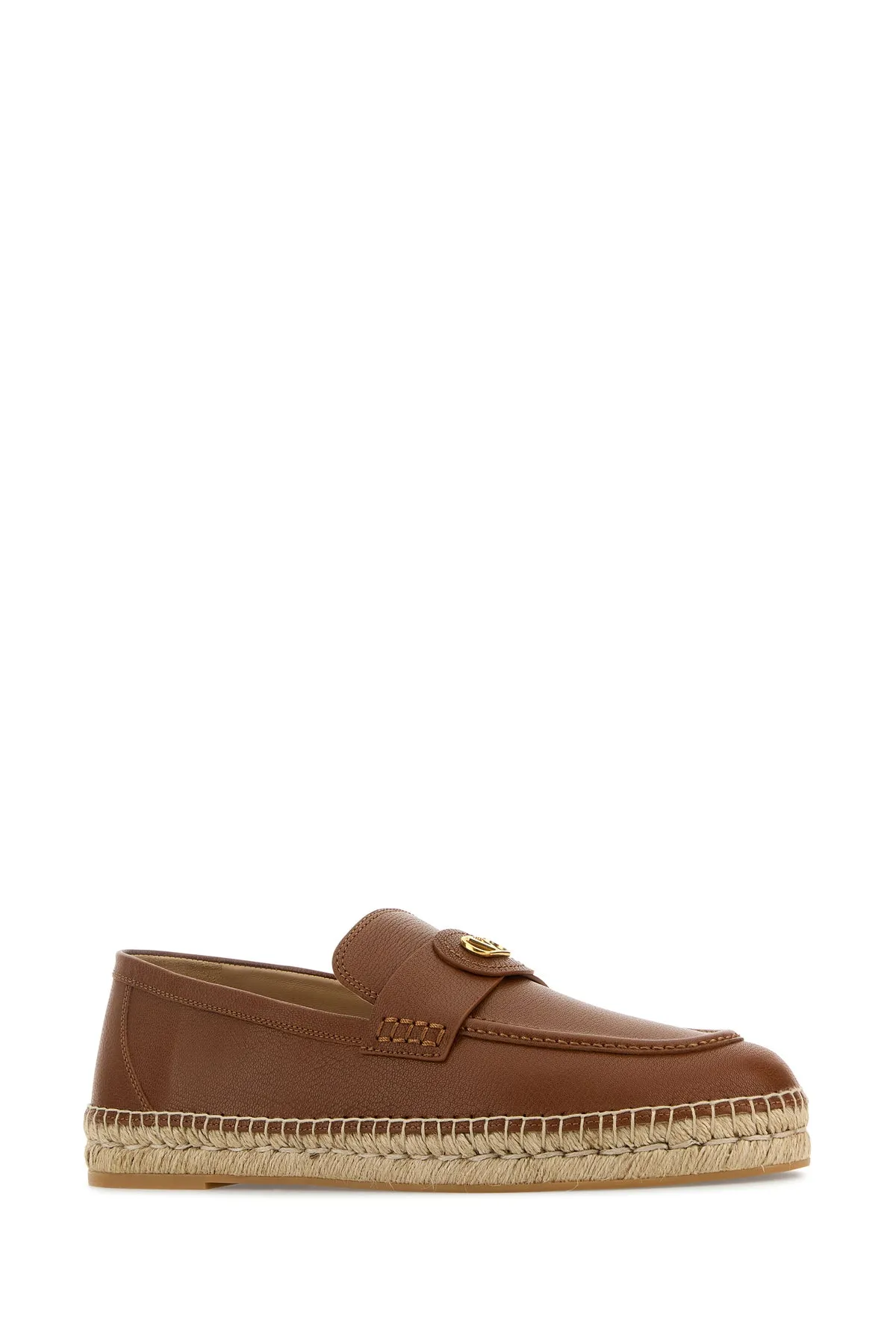 Caramel leather VLogo espadrilles