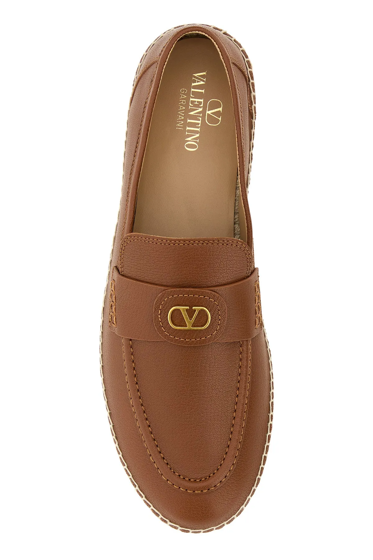 Caramel leather VLogo espadrilles