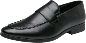 Casual Loafers for Men's Vegan Leather Office Solid Color Round Toe Casual Non Slip Anti-Slip Dress Slip-on