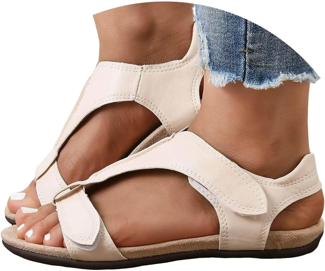 Cathalem Orthopedic Sandals for Women 2024 Comfy Orthotic Sandals Womens Arch Support Flat Sandals Flat Casual Beach Sandals