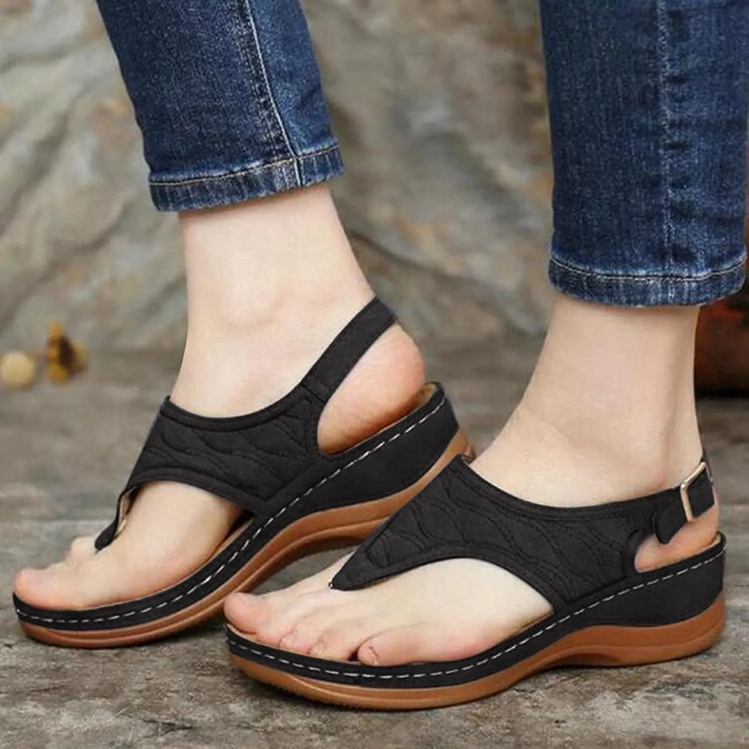 Cathalem Orthopedic Sandals for Women Arch Support 2024 Casual Summer Shoes Flip Flops Comfy Lightweight Breathable Sandals