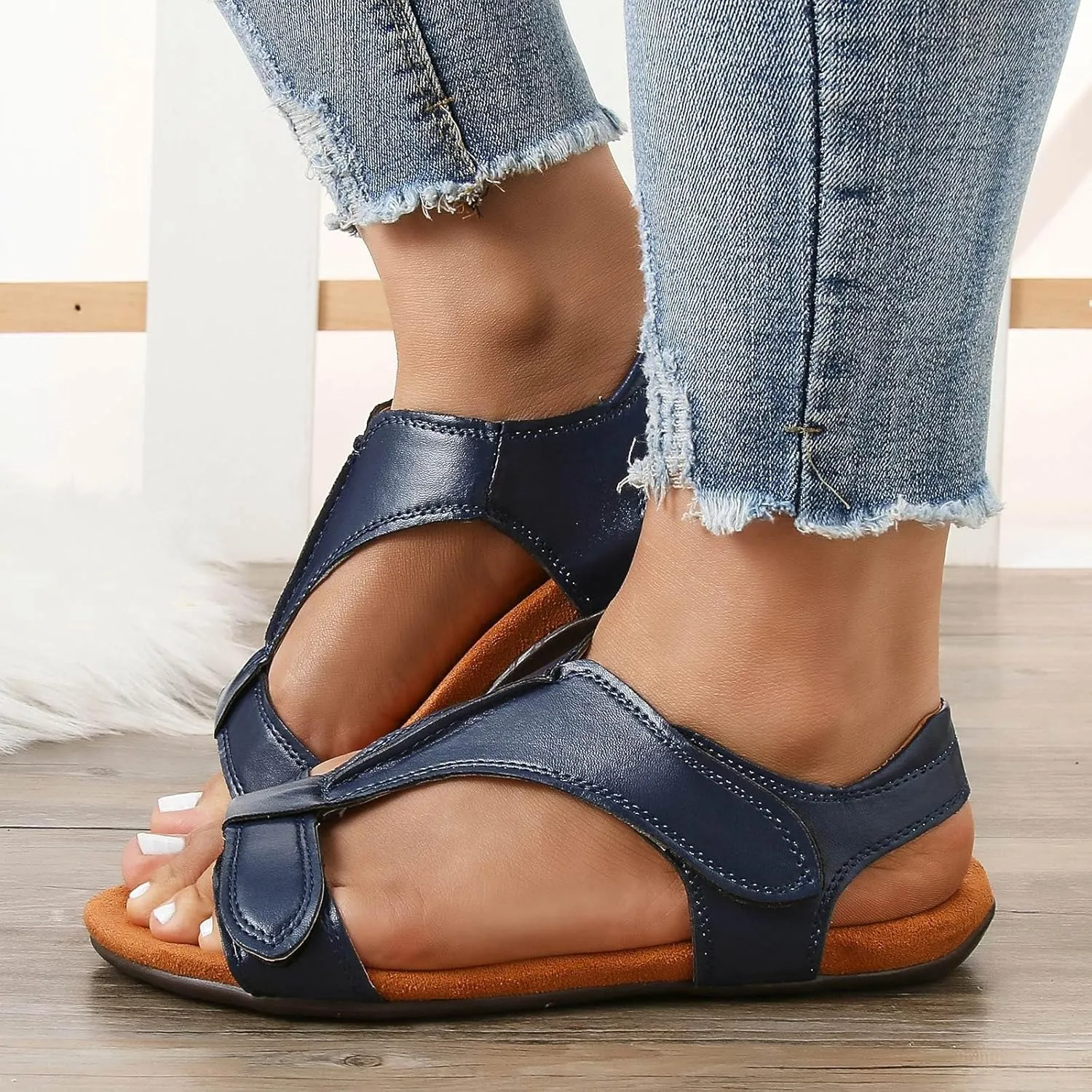 Cathalem Sandals for Women 2024 Arch Support Flat Sandals Comfy Orthotic Sandals Womens Flat Arch Casual Beach Sandals