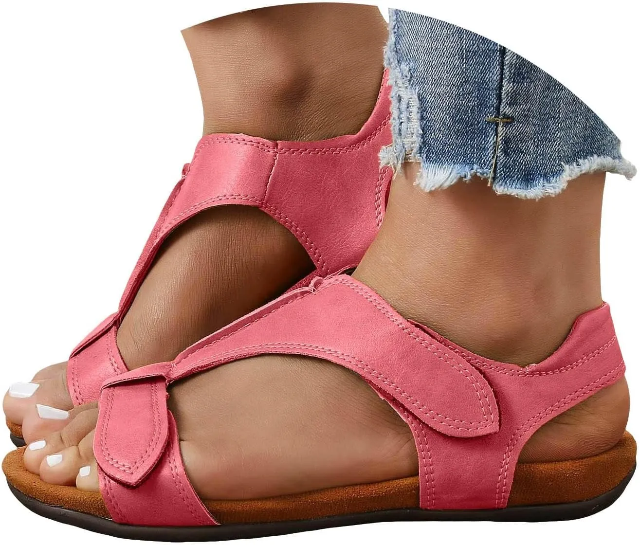 Cathalem Sandals for Women 2024,Womens Arch Support Flat Sandals Walking Sandals Women Comfort Flat Arch Casual Beach Sandals
