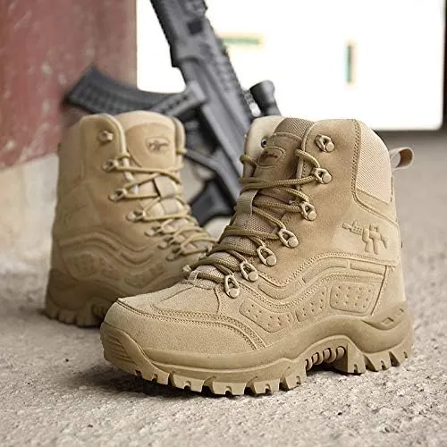 CERYTHRINA Men's Military and Tactical Boot waterproof police Ankle strap and Zipper Bootie
