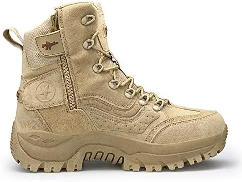 CERYTHRINA Men's Military and Tactical Boot waterproof police Ankle strap and Zipper Bootie
